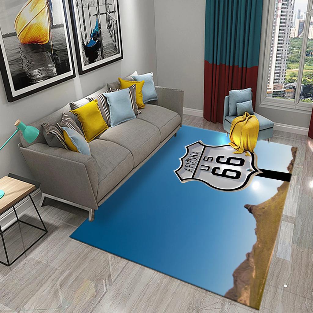 Historic Route 66 Non-slip Carpet Soft Area Rug for Living Room Kids Bedroom Kitchen Decor Floor Mat