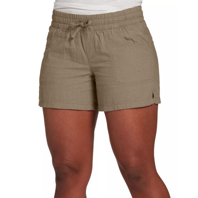 Summer Women Pants Elastic Casual Sports Shorts High Waist Big Pockets
