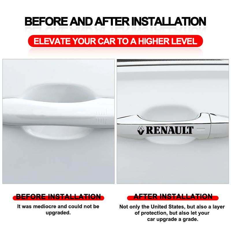 4Pcs Car Door Handle Stickers Tire Rear View Mirror Decals Accessories for Renault Dacia Megane 2 3 Clio 4 Captur Kadjar Fluence