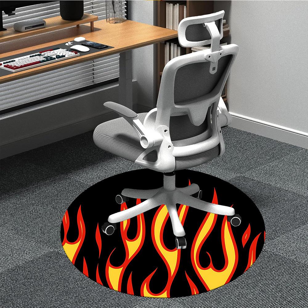 

1pc Flame Art Office Round Area Rug, Mat Suitable For Office, Under Office Chairs Bedroom Living Room Home Decor, Room Deco 80cm