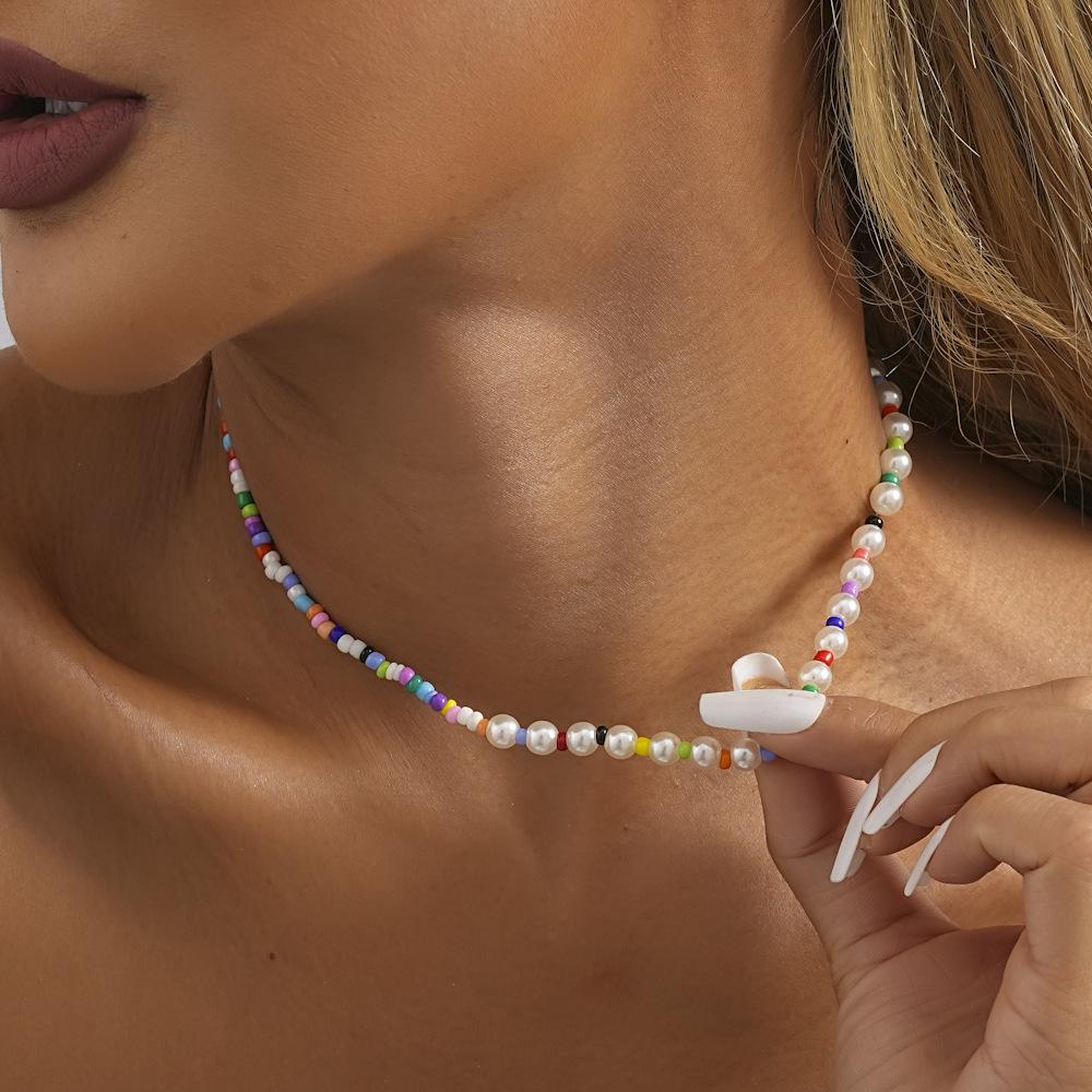 Beaded Colorful Chic Necklace With Imitation Pearls For Women Perfect For Wear Autumn