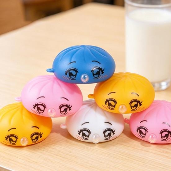 Bubble Blowing Steamed Bun Toy Cartoon Expression Dumpling Sensory Pinch Fidget Toy Stress Relief Hand Exercise Relaxation Tool