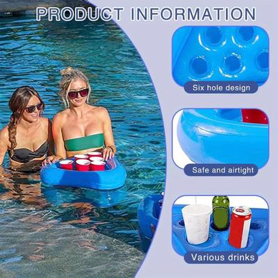 Aufblasbarer Pool-Getränkehalter Tischtennisschläger für Poolpartys Wasserspiele Enthält Schwimmtiere 6 Tassen Schwimmender Kühler Getränkeablage Tasse