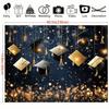A gold and black background, decorated with a graduation hat, is elegant and complex, suitable for graduation celebrations