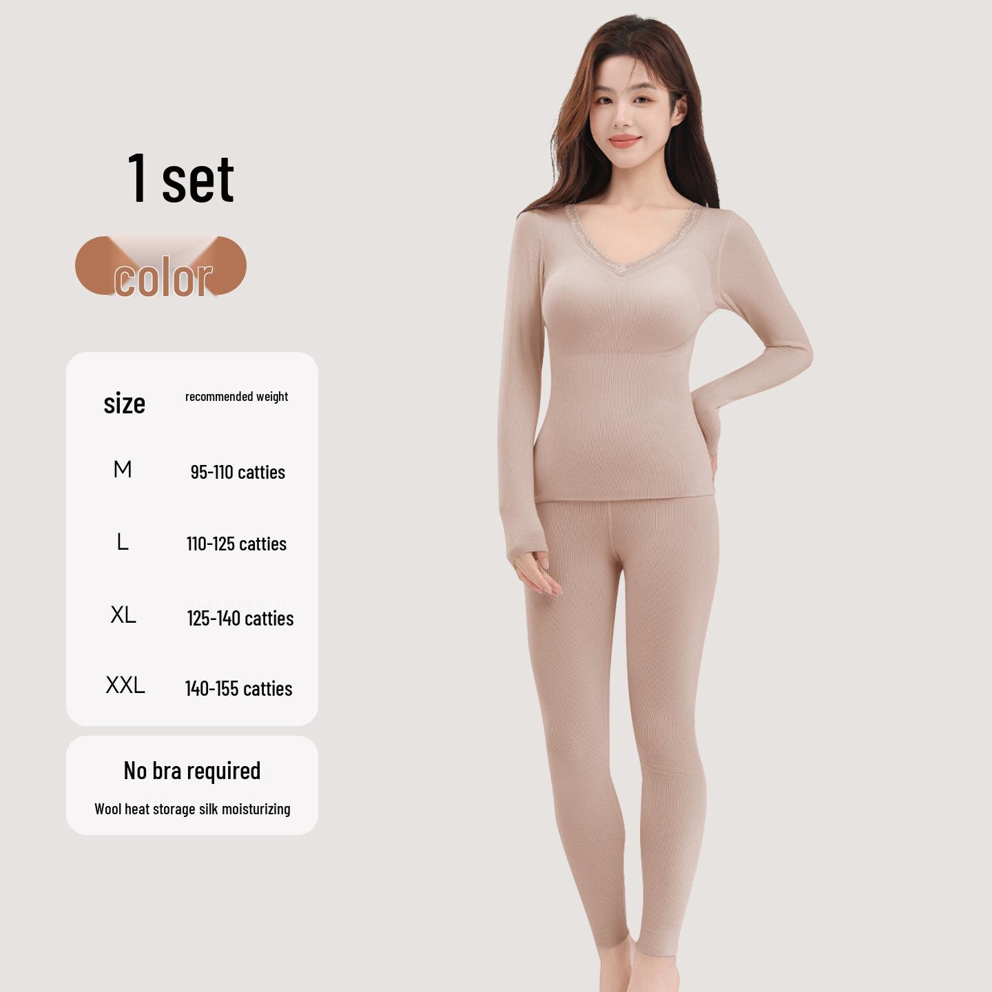 

2025 Women s Warm Underwear Set with Chest Pad - Autumn/Winter Body Shaping Base Layer M [Recommended 90-110 lbs]