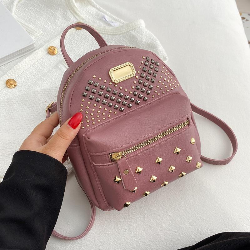 Fashion Student Casual Double Shoulder Women's Bag New Rivet Pattern Versatile Large-capacity Bag