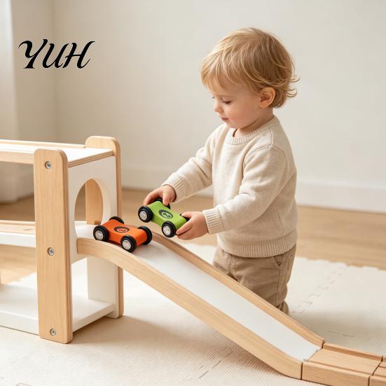Lernspielzeug für Kinder Holz Mini Rennauto Kleinkinder, Rückziehfahrzeug mit Nummer Sicher Massivholz Vorschulfahrzeuge Kognition, Hand-Auge