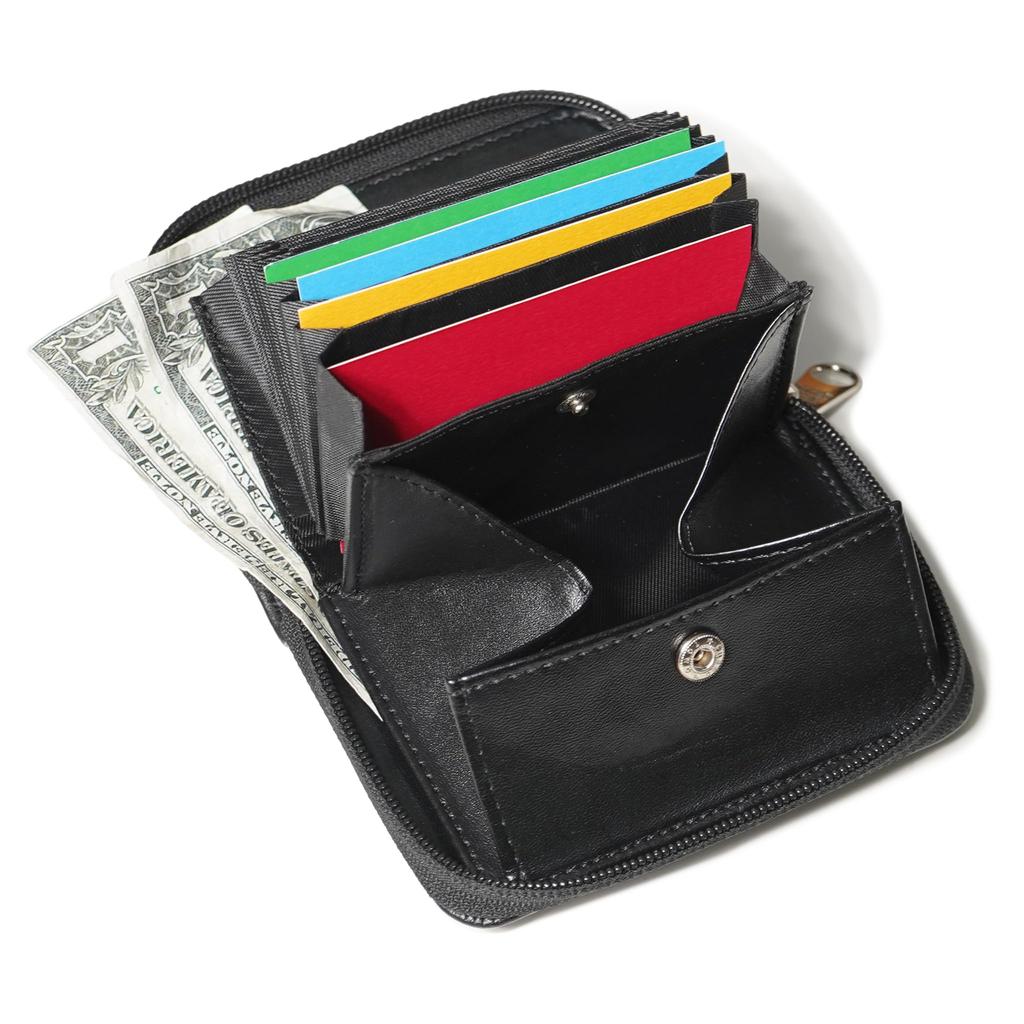 Card Coin Large Capacity Mini Faux FOLD WALLET LBK [Ben Davis] & Bi-fold Wallet, Leather, BDW-8491