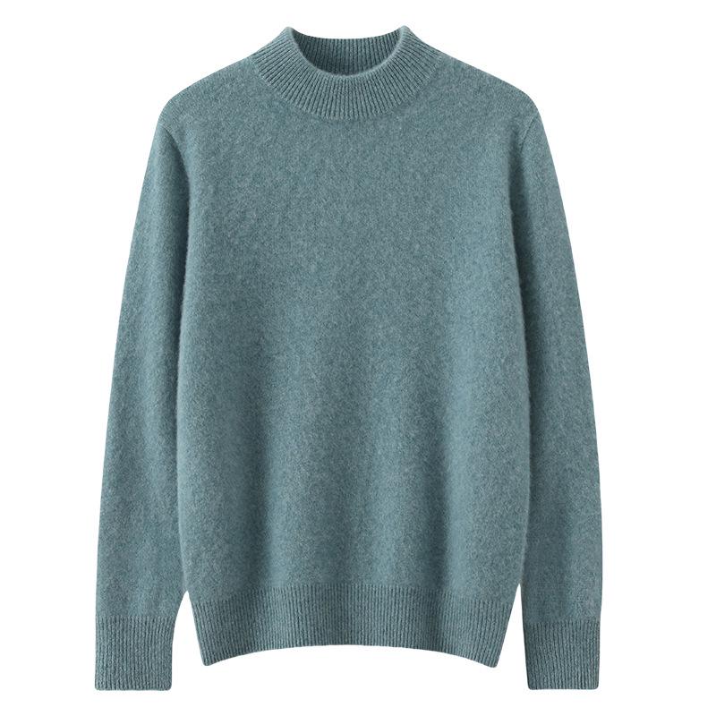 Men's 100% Pure Wool High-Collar Thick Knit Business Pullover Sweater