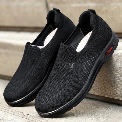 Cloth Shoes Men's Casual Shoes Polyurethane Flying Woven Spring New Breathable Lazy Shoes Soft Bottom Comfortable Dad Shoes