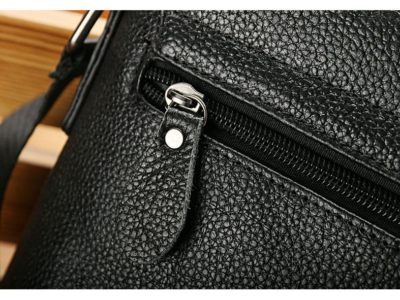 Pánská taška přes tělo z pravé kůže, vertikální, přes rameno - hovězí kůže s liči vzorem, ležérní móda.