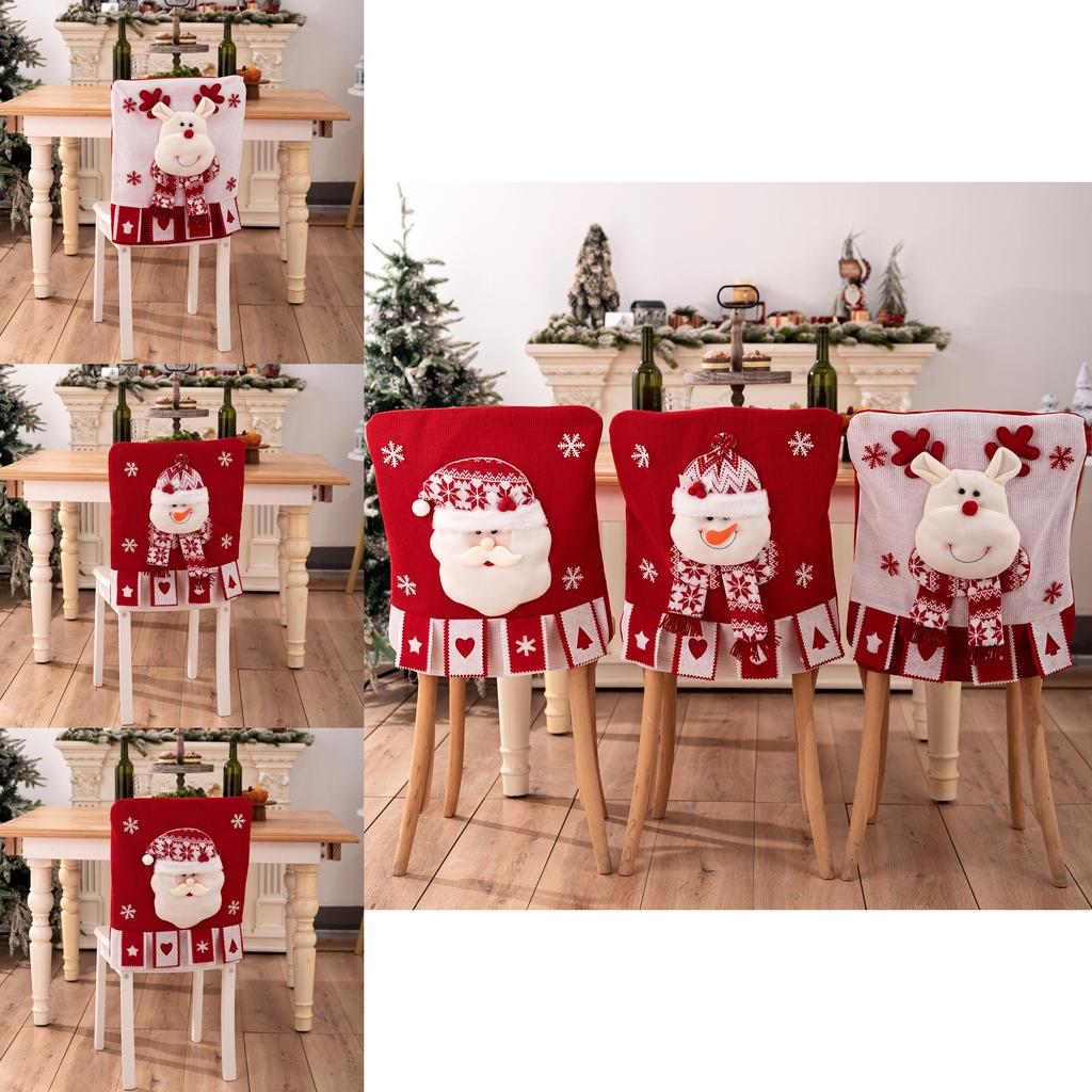 Holiday Christmas Chair Cover With Plush 3d Santa Claus For Festive Home Decor