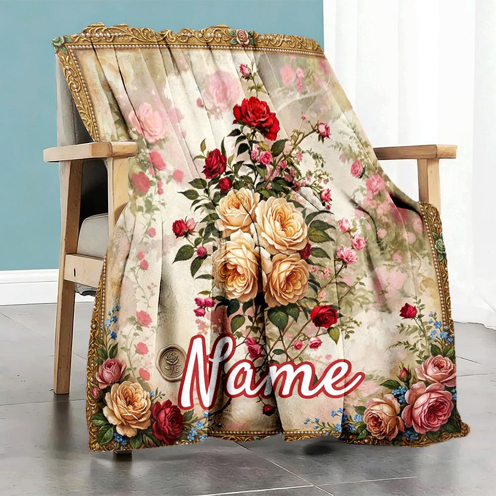 Floral Painting Home Customize Your Name Customize Your Name Blankets Soft Lightweight Comfortable Allseason Multipurpose Customize Your Name Blanket