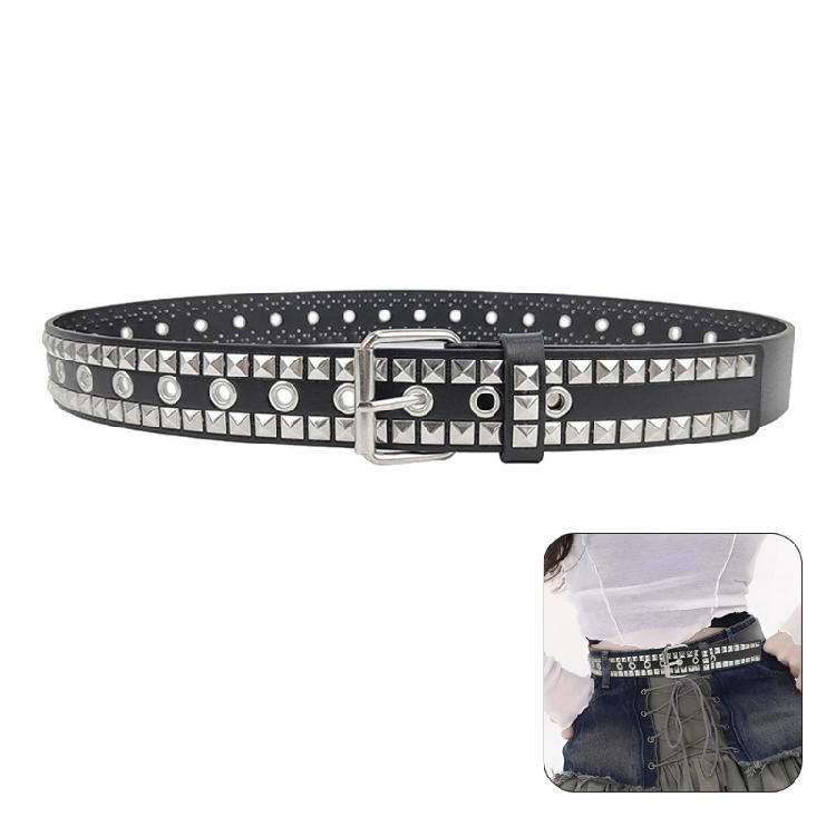 Popular Pin Buckle PU Leather Belt for Women All Matching Rivet Studded Waist Belt Fashion Waistband for Pants Jeans