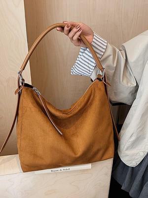 2025 Herbst/Winter Damen Koreanischer Stil Mattes Wildleder-Tote: Großes Fassungsvermögen, Schulter- & Umhängetasche