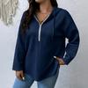 Women's Casual Long Sleeve Hooded Zip Up Top with Pockets Knit Wear