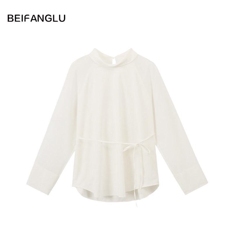 Northern Deer Women's Slimming Long Sleeve Round Neck Cotton Shirt