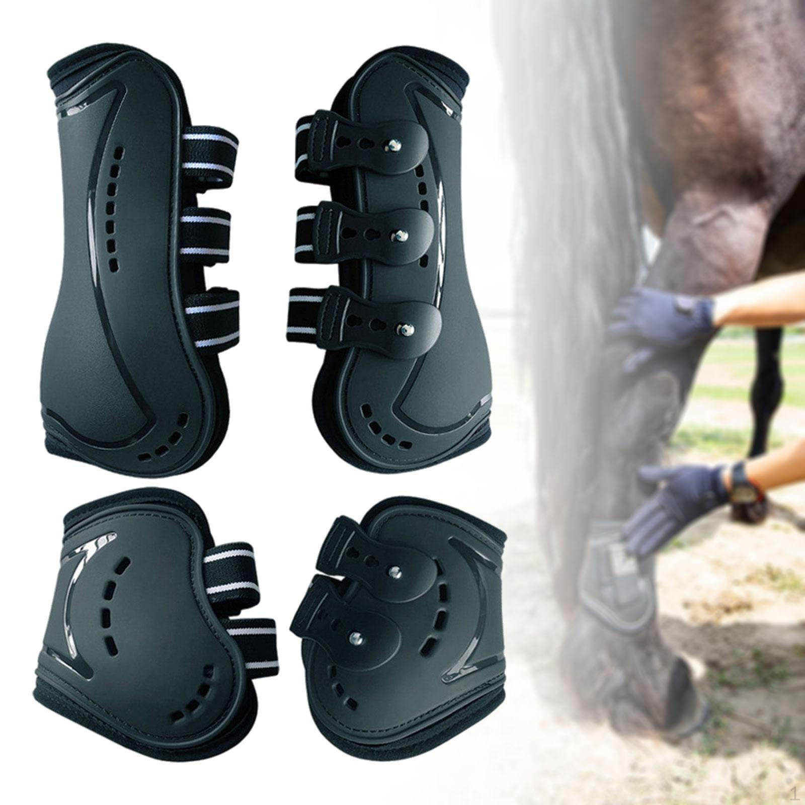 

4 шт. конские сапоги, защитные амортизирующие многоразовые многофункциональные защитные аксессуары для ног для Black and L