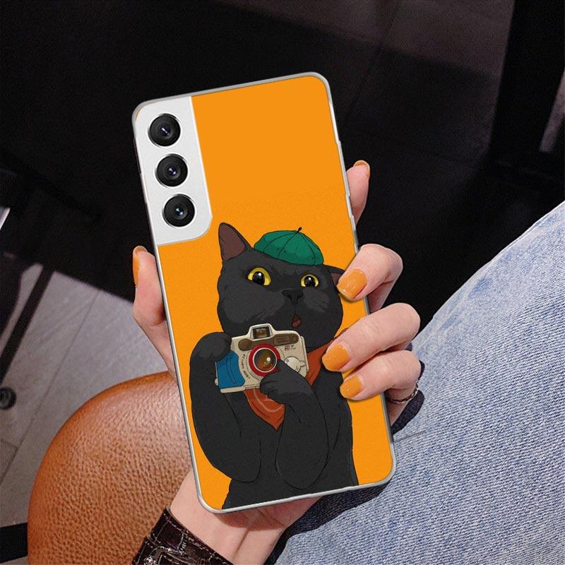 Cute Cartoon Lucky Cats Phone Case For Samsung Galaxy S24 S25 Edge S26 Ultra S23 S22 S21 Plus S20 FE + Personalized Print Cover