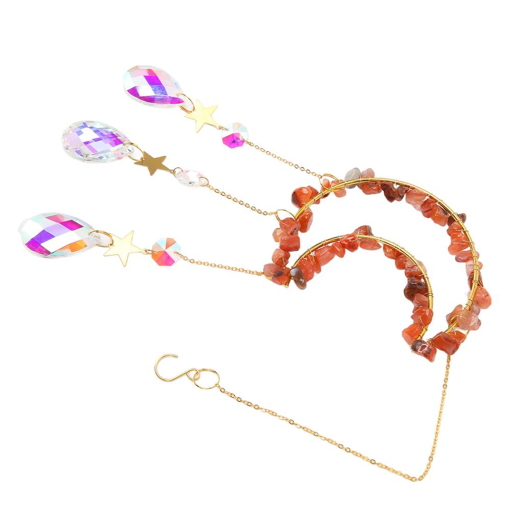 Måne Vindspel Ljus Kristall Hängande Hänge Fönsterdekoration för Hem Trädgård Fest Bröllop Förlovning