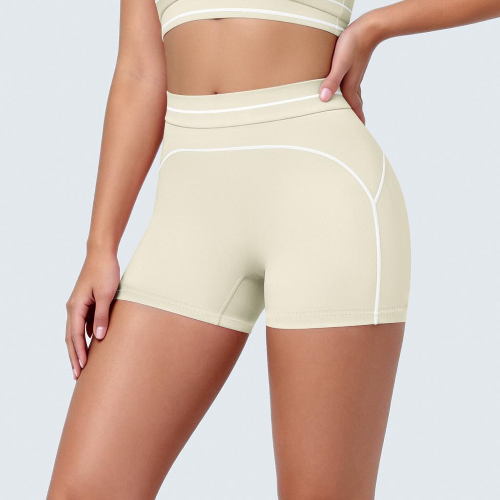 New contrasting colors high waist tight body high elastic hip lift yoga shorts sports running fitness yoga clothes three-point pants