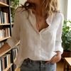Damesblouse Kraag Lange Mouwen Knopen Sluiting Blouses Tops Effen Kleur Losse Pasvorm Ademend Vochtregulerend Kantoorblouse