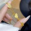Golden CNC Double Fortune Gourd Jewelry Set: Crushed Ice Necklace, Bracelet, Double-Sided Pendant