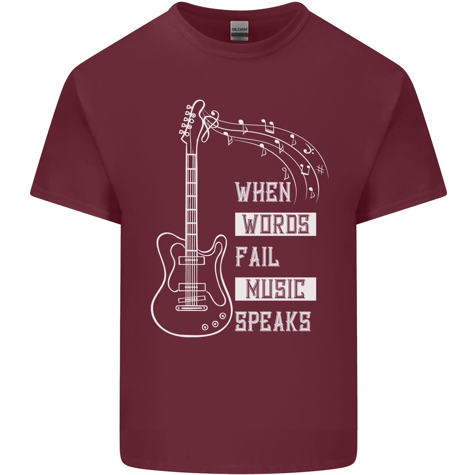When Words Fail Music Speaks Guitar Unisexs Light Cotton TShirt S