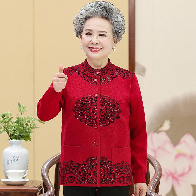 Manteau en tricot Pull pour femmes d'âge moyen et âgées Printemps et automne