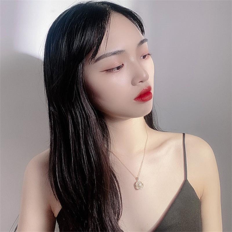 Beads Women's Neck Chain Kpop Pearl Pendant Necklace Gold Color Goth Chocker Jewelry Pendant Necklaces Collar for Girl