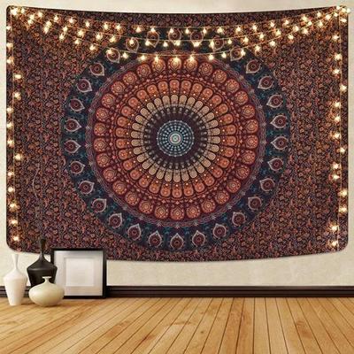 Peacock Psychedelic  Mandala Wall Hanging Floral Tapestry For Bedding