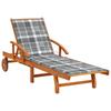 Garden Chaise Longue with Cushion Solid Acacia Wood