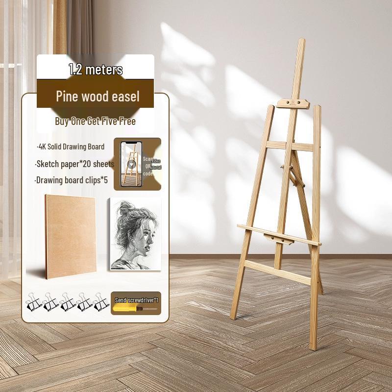 Cavalletto in Legno del Mali: Ideale per Studenti d'Arte, Pittura a Olio, Schizzi, Disegni 4K, con Cassetto e Supporto Espositore.