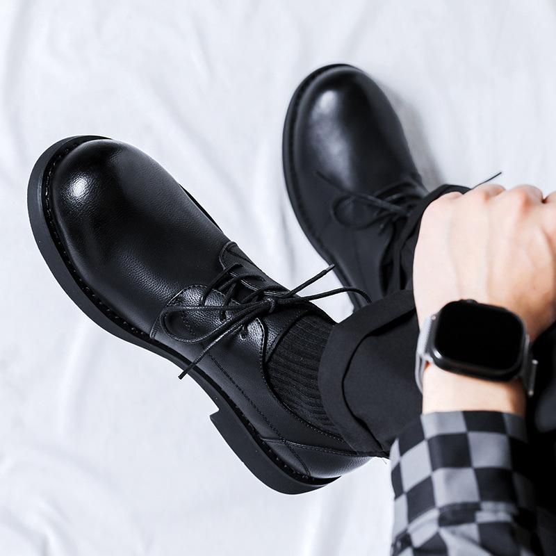 Lederschuhe mit eckiger Spitze Herren Plateau Britischer Stil Businesskleidung Vielseitige Herrenschuhe Lässige Derby Low-Top Schuhe 9313-R