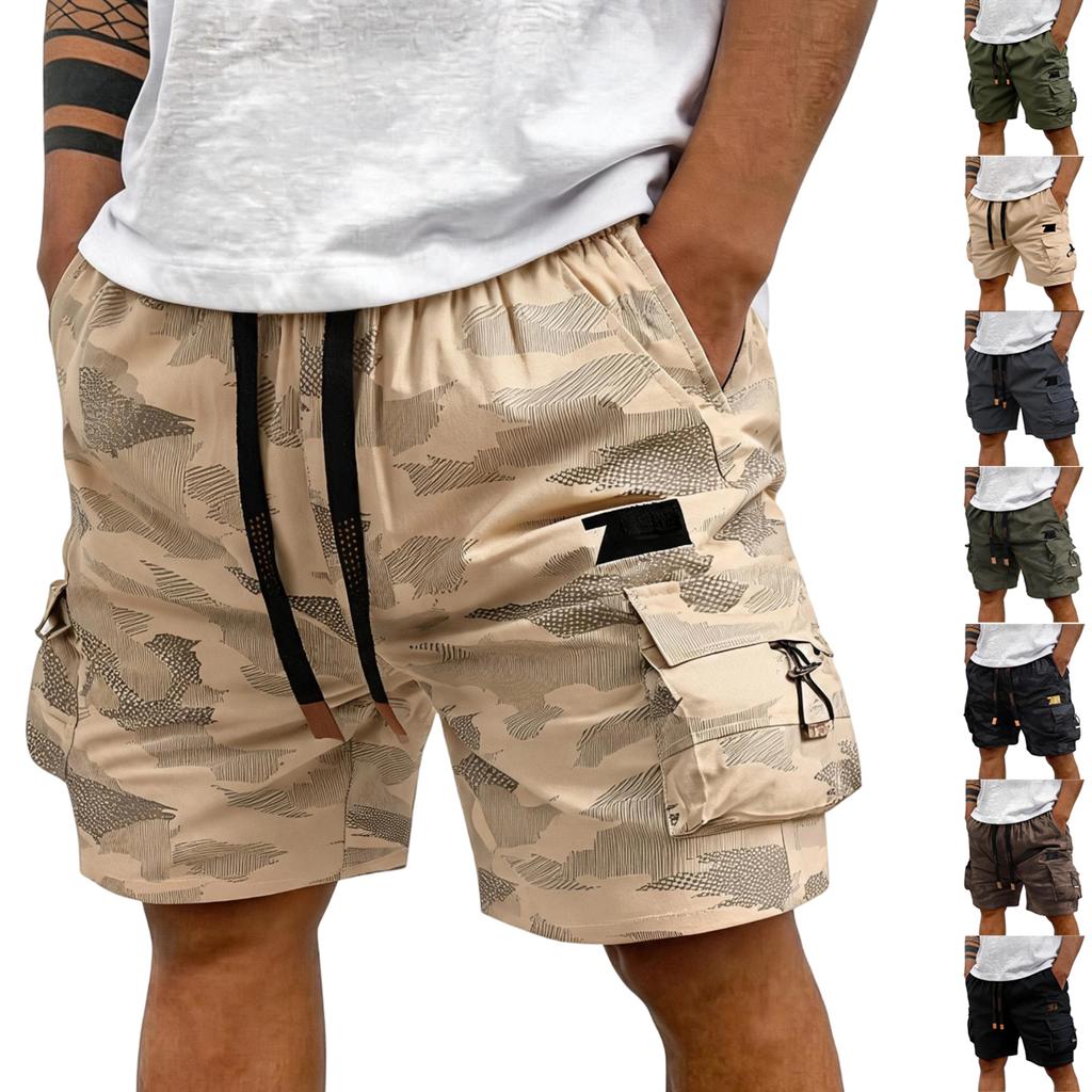 Men’s Golf Cargo Shorts Loose Fit Cotton Shorts with Elastic Waistband and Multiple Pockets for Casual Outdoor Activities