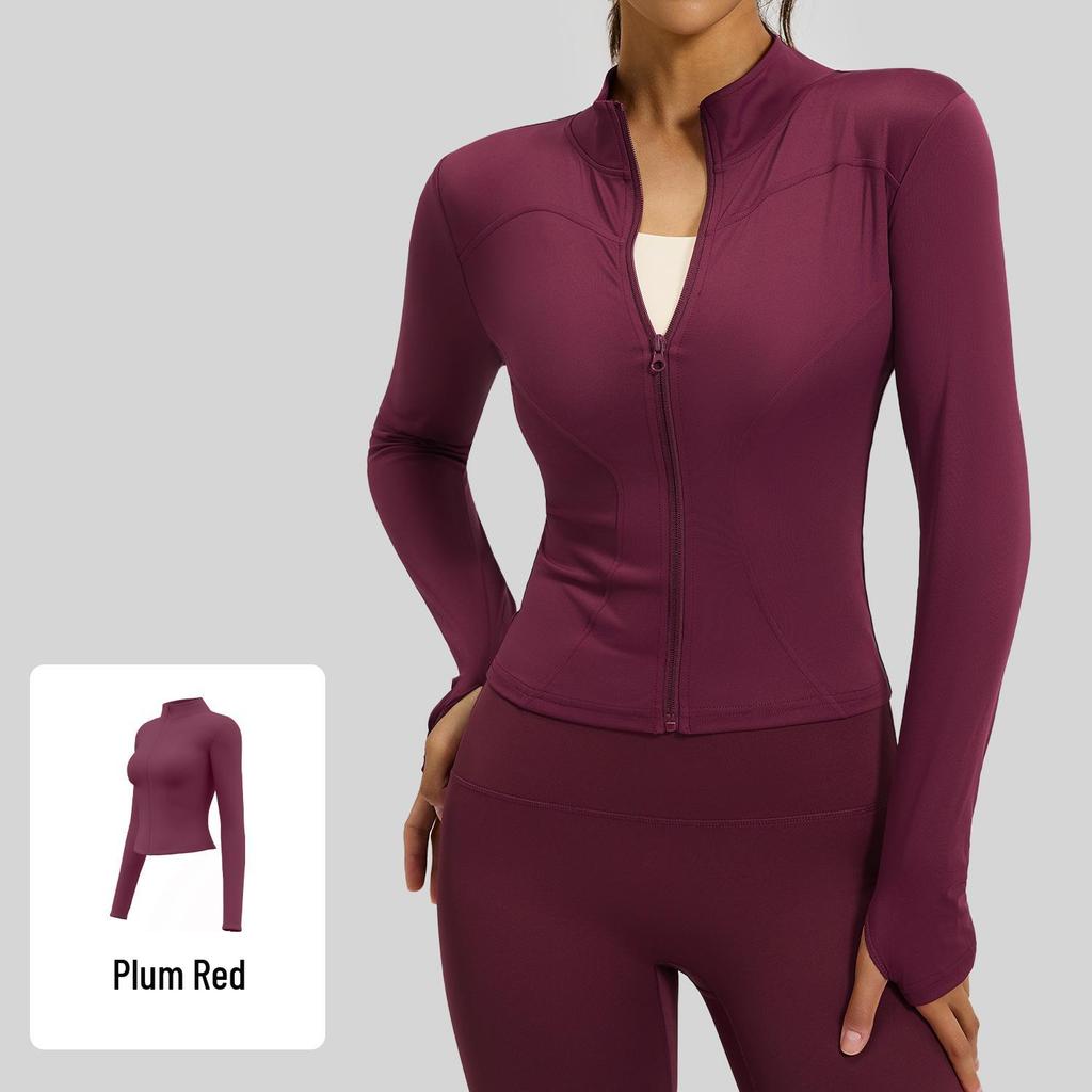 Women's Juyitang Stand-up Collar Yoga Jacket for Running & Cycling - Slimming, Elastic Fitness Top