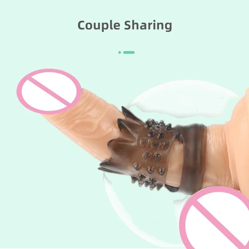 Penis Extender Sleeve Reusable Condoms TPE Glans Spike Dick Enlargement Cock Ring Erection Erotic Sex Toys for Men 18+