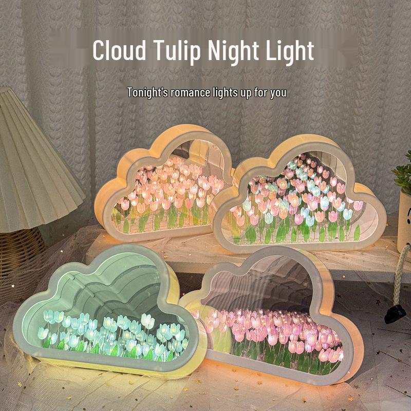 Creative Cloud Tulip Night Light DIY Kit - Handmade Gift for Couples & Friends, Ideal for Birthdays & Mid-Autumn Festival.