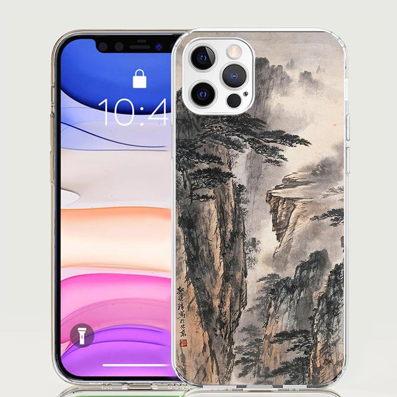 Chinese Style ink Painting Art Phone Case For iPhone 17 Air 16 15 Plus 11 14 Pro Max 13 Mini 12 7 8 + SE Pattern Art Customized