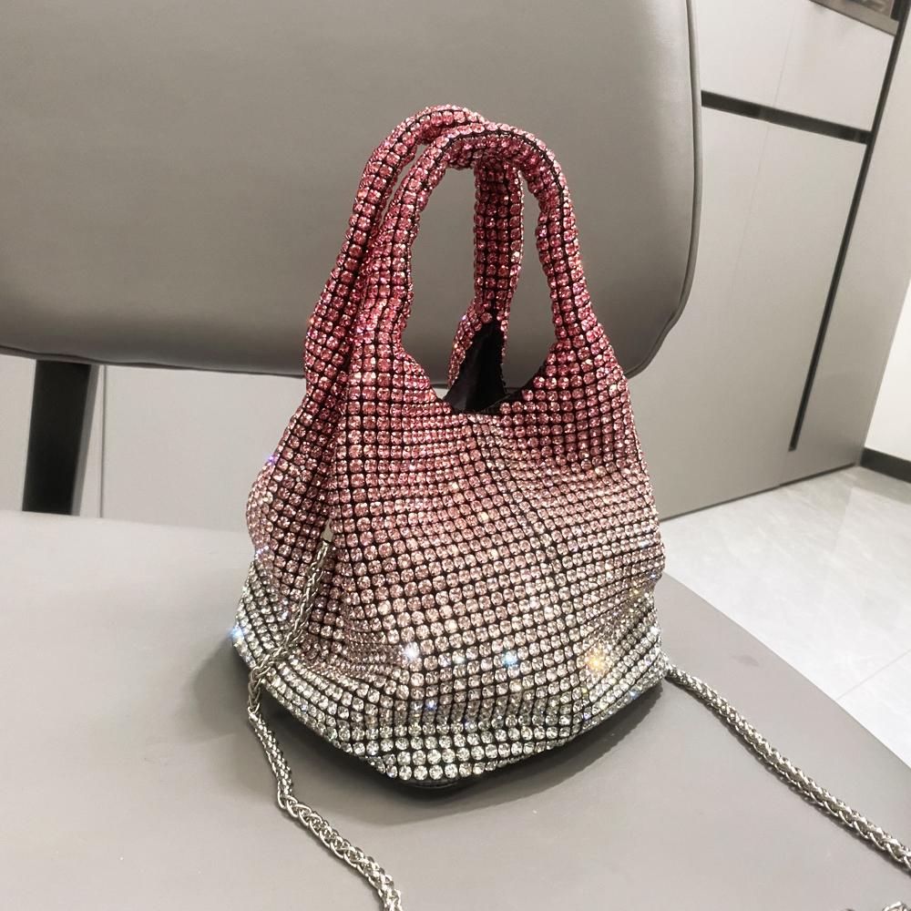 Rhinestones Evening Clutch Bag Purses and Handbag Luxury Designer Hobo Shoulder Bag Shiny Crystal Clutch Purse Bucket Bag