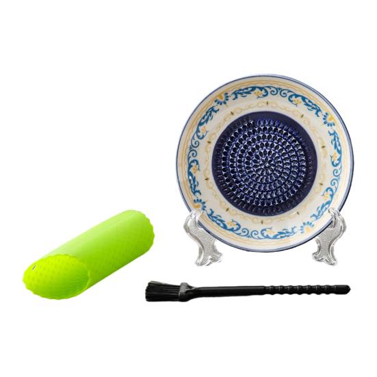 צלחת מגרדת שום, קערת טחינה קרמית, קערת ערבוב והגשה רב-תכליתית לרוטב שום, לגירוד ג'ינג'ר, כורכום, גבינה, עגבנייה, עשבי תיבול,