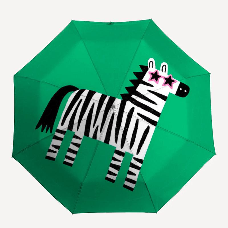 1PC Zebra Sunglasses Automatic Folding Umbrella Portable Collapsible 8-Rib Umbrella for All Seasons, Casual Outdoor Accessory, A45