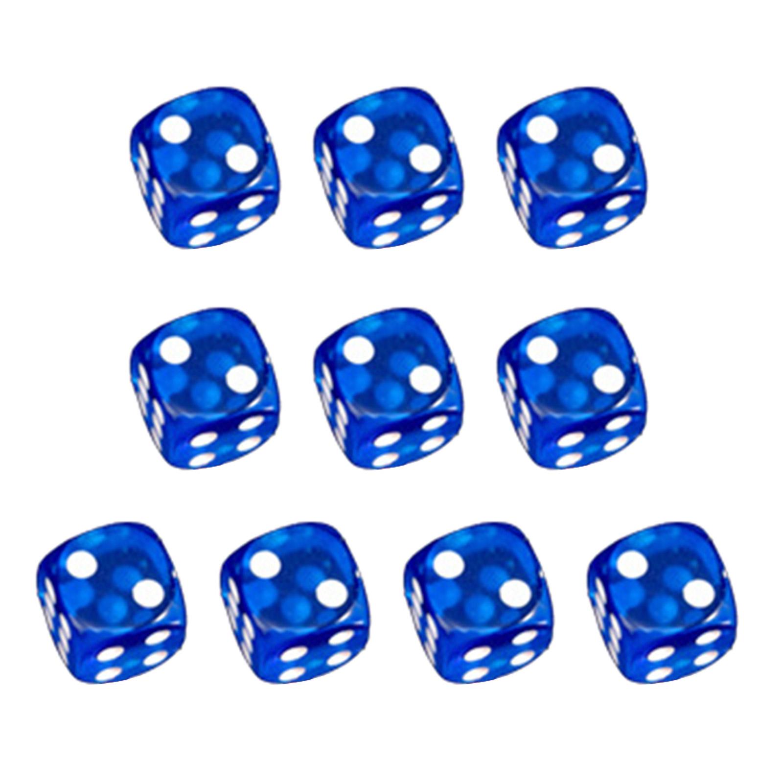 

Rounded Corner Six Sided Dices Bulk Pack of 10 Assorted Color 16mm D6 Acrylic Dices Cubes with Number Dots for Kids Use 8