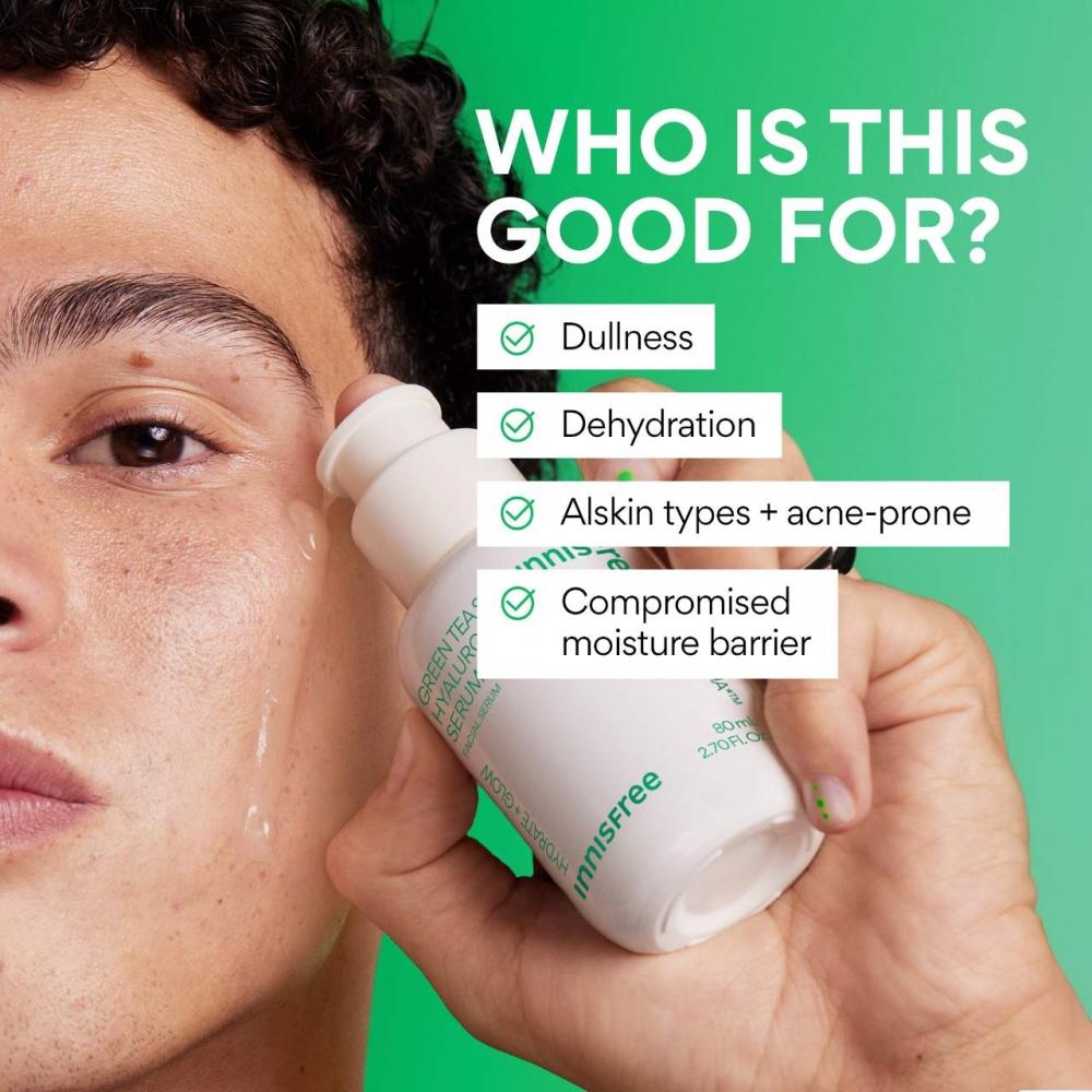 Innisfree Green Tea Hyaluronic Acid + Niacinamide Refillable Serum 2.71 Fl Oz