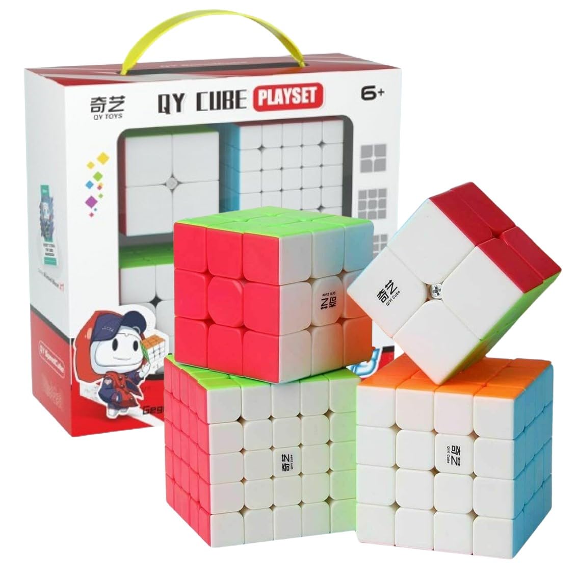 

Набор из 4 кубиков Magic Cube с инструкцией по эксплуатации, без наклеек, набор кубиков Magic Cube, игрушка для тренировки мозга, развивающий кубик-головоломка, плавное вращение