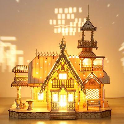 Quebra-cabeça tridimensional 3D brilhante quebra-cabeça de árvore de vila concentração melhora quebra-cabeça DIY quebra-cabeça 3D da Coreia