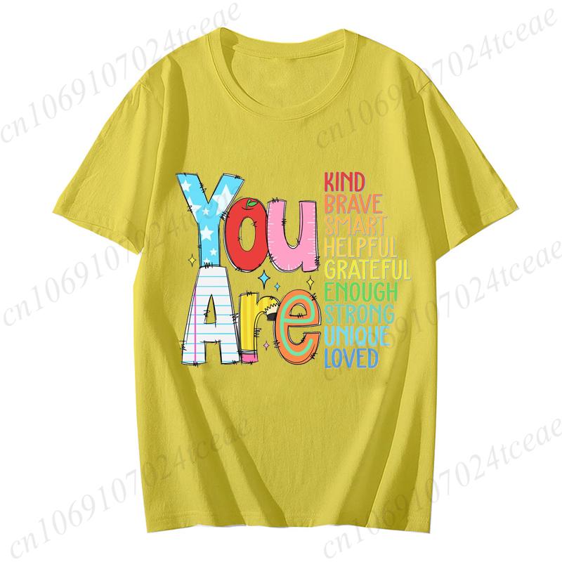 You Are Kinds Shirts for Women Back To School Tees Fashion Casual Teacher Appreciation Tee Trend Tshirts Retro Womens Tshirts