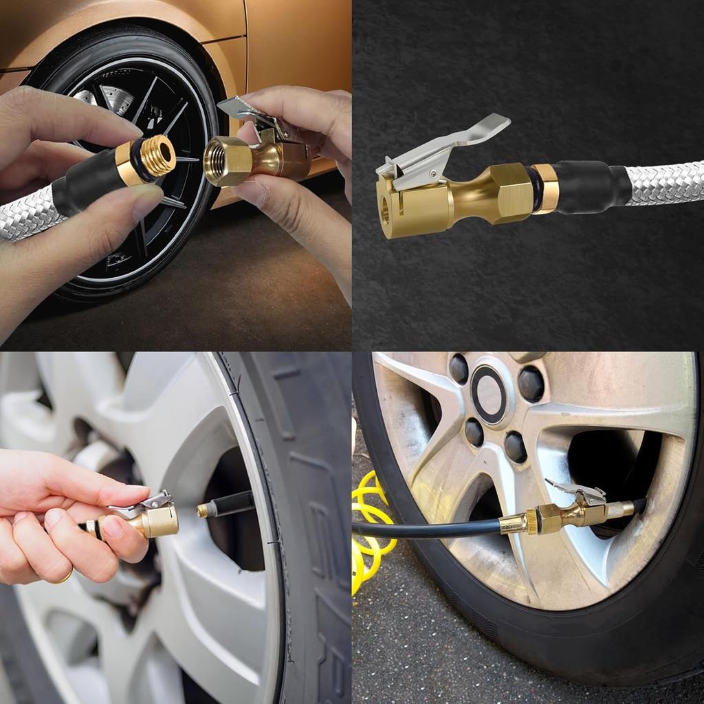 Premium Locking Air Chuck for Tires - 1/4 Inch NPT Heavy-Duty Brass, Quick Connect to Compressors and Inflators - 250 PSI