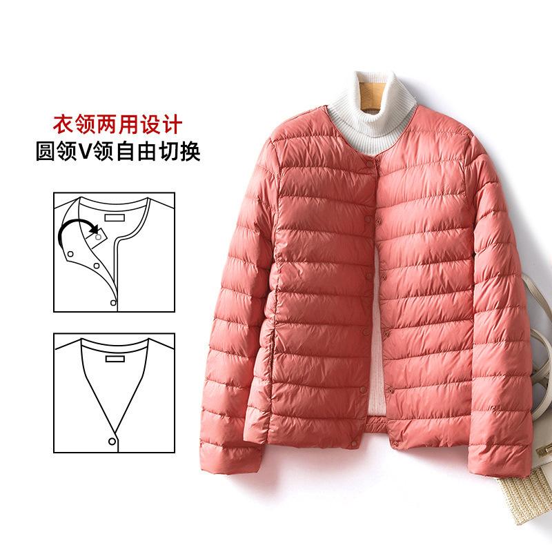 Light down jacket women's liner short round neck inner and outer wear thin women's clothing portable collarless jacket