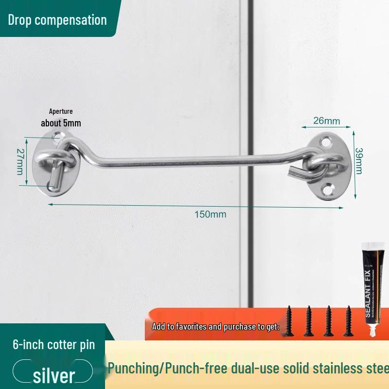 Stainless Steel No-Drill Anti-Theft Sliding Door Latch for Bathroom